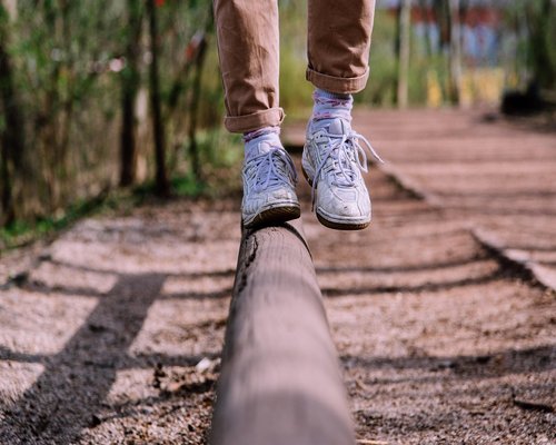 person walking in comfortable shoes on trail